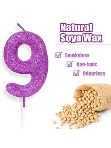 1 pieza Decoración numérica 0-9 para decoración de pastel de fiesta de cumpleaños - Morado - Ver 1