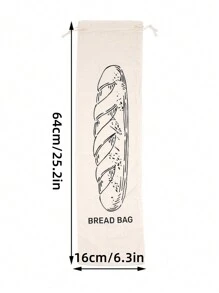 1Pc Bread Bag Linen Bread Bags For Homemade Bread Container Unbleached & Reusable Bread Storage, Natural Large Storage For Artisan Bread