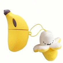 Apple Cute Phone Case Funny Neon 1pc 3D Banana Design Case Compatible With AirPods, Airpods Not Included Kawaii - Yellow - View 7