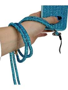 Anti-Lost Cell Phone Lanyard, Shiny Rhinestone Crystal Hanging Lanyard, Accessories - 深灰色 - 查看 3