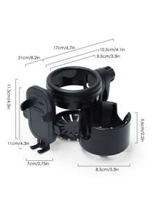 1pc Universal Baby Stroller Cup Holder With Phone Holder, Bike Cup Holder & Storage Rack, Suitable For Strollers - Black - View 4