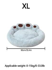 1 pièce de lit pour animal de compagnie en peluche longue et épaisse en forme de patte d'ours, respirant et chaud, avec doublure. Tapis de sommeil sécurisant pour chats ou chiens de taille moyenne/grande, convient pour toutes les saisons.