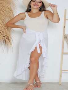 Long Skirt Beach Cover-Up Summer Pool Various Ties - 白色 - 查看 3