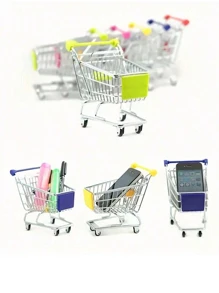1件，办公迷你购物车，超市手推车迷你超市收纳工具装饰品，迷你购物车文件收纳桌面装饰品 - 彩色 - 查看 8