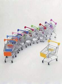 1件，办公迷你购物车，超市手推车迷你超市收纳工具装饰品，迷你购物车文件收纳桌面装饰品 - 彩色 - 查看 4