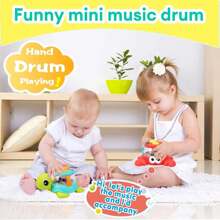 Light Up Musical Turtle/Crab Drum Toy For Baby 18+Months, Interactive With Light Projection, 5 Cartoon Sounds, 7 Jazz Drum Sounds, 4 Wave Melodies, And 8 Lullabies