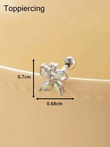 Toppiercing 1 件简约奢华铜锆石花朵不锈钢耳钉 - ear stud - 查看 17