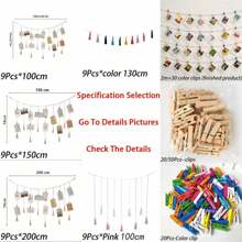 Khung ảnh treo (Không có kẹp), Dây hạt gỗ treo ảnh trưng bày Dây đeo Boho Log Color Vòng hoa hạt gỗ Kẹp ảnh Kẹp gỗ Lưu trữ ảnh Trang trí Trang trí nhà nông thôn Trang trí hạt gỗ treo Trang trí nhà - Kiểu tua rua - Xem 7