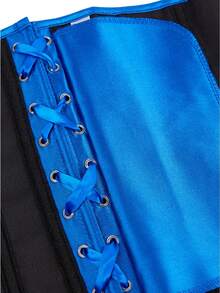 1 件女士缎面宫廷式塑身束身衣，塑身衣，带腰部束腰训练器 - 藍色 - 查看 4