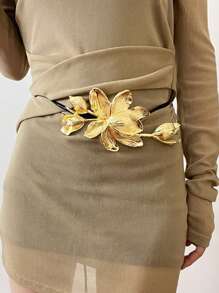 1pc Retro Golden Tulip Flower Decor Waist Chain Belt, For Skirt And Jeans - Tulip Flower Waist Necklace - View 7
