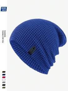 Fashionable Label Decor Slouchy Beanie Hats For Men And Women, Warm Winter Knit Caps With Ear Protection, Suitable For Outdoor Activities, Running, Fitness, Skiing, Skateboarding And Other Leisure Sports. Versatile Wear, Guitar Music Warm Hat, Youth Couple, Holiday Gift