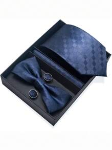 AlanKing 1 套棕色佩斯利领带、领结、口袋巾、袖扣男士礼品套装、西装配饰 - 混色 - 查看 33