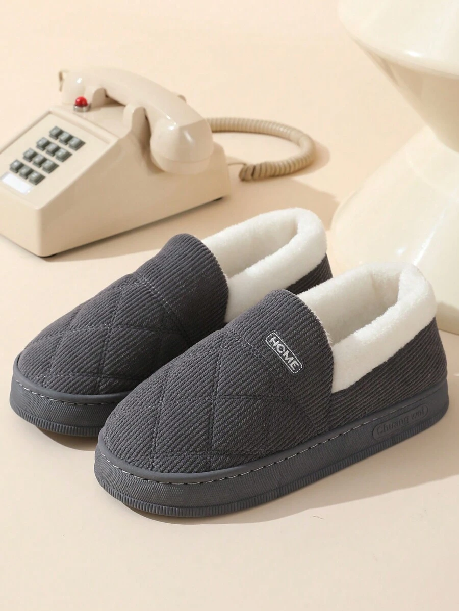 秋冬季法兰绒全包保暖拖鞋，室内防滑厚底家居鞋，适合情侣、孕妇