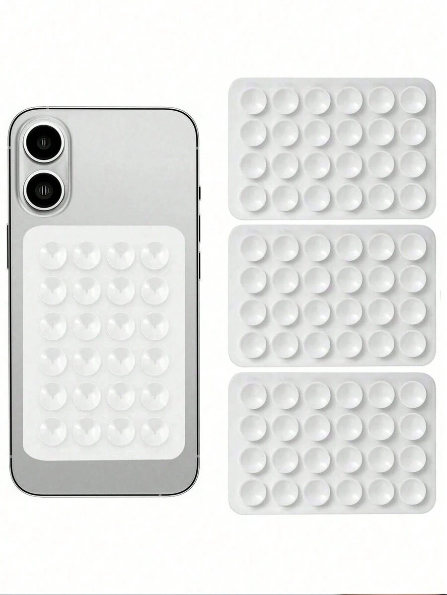 3 Packs Silicone Suction Cup Phone Case Holder, Sticky Phone Accessories Compatible With Iphone And Android, Hands-Free Toys, Mirror/Shower/Phone Holder For Video And Selfie (White) Compatible With IPhone, Android Phone, Gift For Birthday, Family, Friends Phone Stand