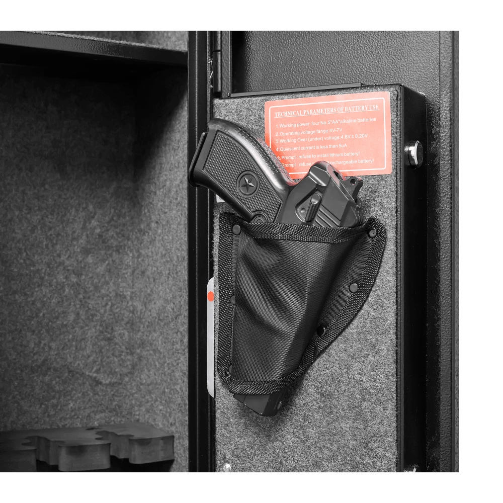 Sturdy Black Steel Gun Cabinet, With LED Lights, Removable Shelf Bullet ...