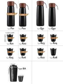 1pc 500ml Water Bottle Vacuum Insulated Stainless Steel Travel Mug, 80ml Tea Espresso Coffee Cups,Stainless Steel Vacuum Cup With Espresso Coffee Double Cups Gift Set,Coffee Cup,A Vacuum Cup Or A Cup, With Various Straps Or Without Straps Optional Back To School