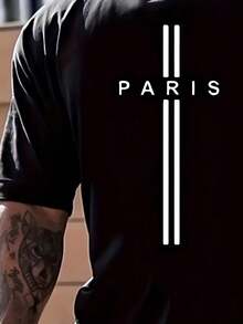 Camiseta Unissex Cruz Paris Estampa Casual 100% Algodão - Preto - Visão 3