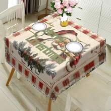 1 chiếc khăn trải bàn in hình ông già Noel và quà tặng dễ thương theo chủ đề Giáng sinh, đồ trang trí bàn, khăn trải bàn hình chữ nhật trừu tượng cho các buổi dã ngoại hoặc tiệc ngày lễ, đồ trang trí phòng - Nhiều màu - Xem 4