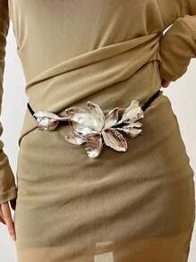 1pc Retro Golden Tulip Flower Decor Waist Chain Belt, For Skirt And Jeans - Tulip Flower Waist Necklace - View 2