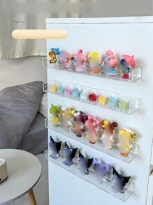 1pc Transparent Display Box, Wall Mounted Storage Shelf, Acrylic Free Punching Figurine, Doll, Collectibles Holder Fall Home Decor Room Decor