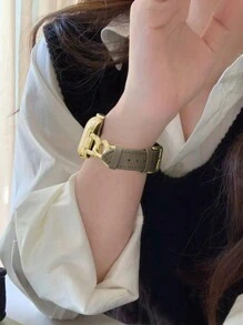 Huastonband 1件中性時尚休閒個性化奢華金屬手鍊，銀色/金色/玫瑰金，配柔軟可調節腕帶，適用於智慧手錶 Ultra 2 1 SE 9 8 7 6 5 4 3 2 1 系列 38mm 40mm 41mm 42mm 44mm 45mm 49mm 錶帶配件 - 灰色 - 查看 6
