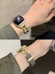 Huastonband 1件中性時尚休閒個性化奢華金屬手鍊，銀色/金色/玫瑰金，配柔軟可調節腕帶，適用於智慧手錶 Ultra 2 1 SE 9 8 7 6 5 4 3 2 1 系列 38mm 40mm 41mm 42mm 44mm 45mm 49mm 錶帶配件 - 灰色 - 查看 8