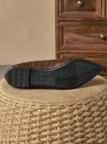 女士舒适尖头低帮格子平底巧克力棕色休闲/派对/户外百搭乐福鞋 - 巧克力棕 - 查看 7