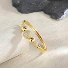 1 chiếc vòng tay dạng vòng tròn đính đá Rhinestone mạ đồng thời trang dành cho nữ, thích hợp cho tiệc tùng, kỷ niệm, trang phục thường ngày - Vàng - Xem 14