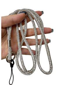 Anti-Lost Cell Phone Lanyard, Shiny Rhinestone Crystal Hanging Lanyard, Accessories - 深灰色 - 查看 9