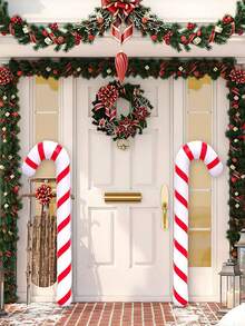 1 个充气巨型拐杖糖装饰气球 - 适用于圣诞节和新年前夜派对的新奇圣诞装饰道具 - 易于安装、尺寸巨大、有趣的互动设计，适合室内和室外庆祝活动 - 彩色 - 查看 9