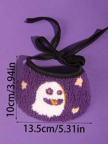 1 件宠物万圣节配饰，南瓜和鬼魂刺绣宠物围兜，万圣节装饰 - 彩色 - 查看 2