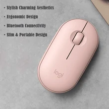 Logitech Wireless Bluetooth Pebble Mouse, Solid Color Rounded Stone-Shaped, Suitable For Office, Mac, IPad, Laptop, Desktop Computer (Pink) - Pink - View 1