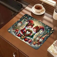 1 chủ đề Giáng sinh vui vẻ, đồ trang trí ông già Noel dễ thương, thảm rửa chén bát in hình trên mặt bàn bếp, thảm rửa chén bát quầy cà phê, thảm sấy, thảm thoát nước rửa chén bát - Nhiều màu - Xem 8