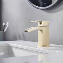 Brushed Gold Basin Taps With Waste Bathroom Waterfall Basin Taps Mixer Faucet - Gold - View 2