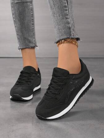 Chaussures décontracté Gump à bout rond rétro pour femmes, à lacets, avec semelle souple, confortable, respirante, polyvalente, pour usage quotidien, course, unicolore