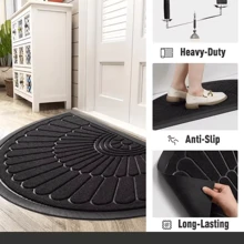 Semi-Circular Durable Rubber Non-Slip Door Mat For Indoor And Outdoor Entrance. - 藍色 - 查看 2