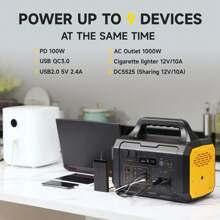 Portable Power Bank, 1075Wh/1000W, Suitable For Family Emergency Outdoor Hunting Camping RV Travel - 黑色 - 查看 4