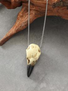 1 chiếc vòng cổ mặt dây chuyền bằng nhựa phong cách Gothic mới lạ, phù thủy Halloween Raven Skull cá tính, phóng đại dành cho nữ - Màu be - Xem 4