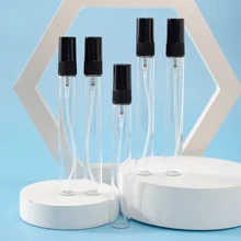 FIGHTYU 10/20 Stück 10ml/5ml Mini Parfümzerstäuber Flaschen mit schwarzem Deckel, inklusive 4 Zubehörteile: 2 Trichter & 2 Pipetten, geeignet zum Nachfüllen von Düften, tragbar und flugsicher