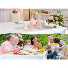 137x183cm Disposable Solid Color Tablecloth Suitable For Birthday Party, Wedding, Christmas, Rectangular Tablecloth, Tablecloth Decoration, Christmas - Pink - View 6