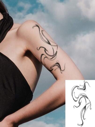 1 件时尚花卉临时纹身贴纸，防水，适合手臂、胸部