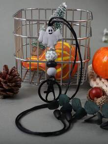 1pc Halloween Ghost Silicone Skull Print Beaded Keychain, ID Card, Lanyard, Bag Charm, Wristlet Key Ring, Halloween Christmas Gift Ideas Bag Lanyards With Id Holder Car Accessories Bag Charms