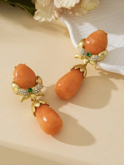 1 对镀铜耳钉，重型复古优雅宫廷风格高端时尚夸张个性化奢华耳环，适合女士日常佩戴和派对