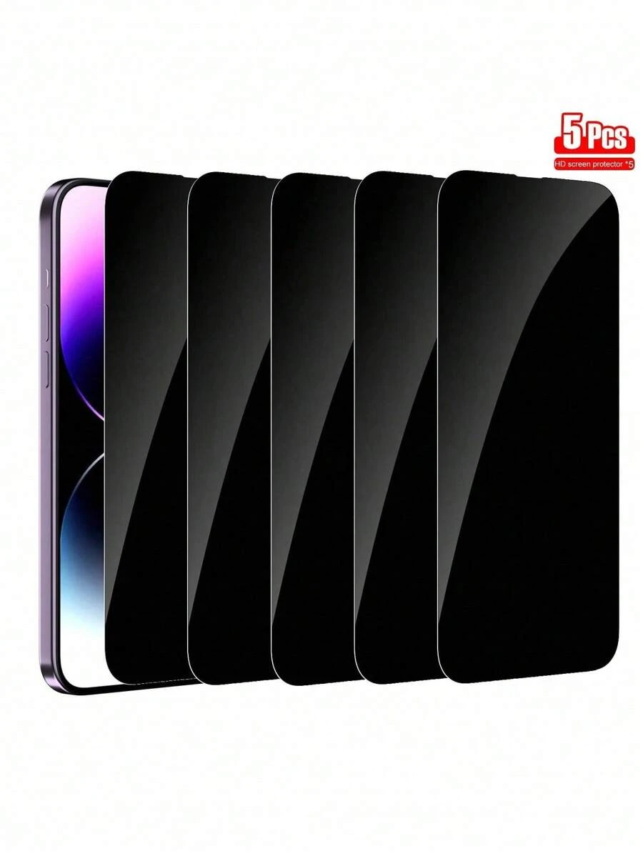 5 قطع واقي شاشة من الزجاج المقسى مضاد للتجسس متوافق مع هواتف آبل، هدية لعيد الميلاد، العائلة، الأصدقاء، واقي شاشة الهاتف، اكسسوارات الهاتف، مقاوم للماء، مضاد للصدمات، مضاد للسقوط، مقاوم للخدش، مضاد للبصمات، تغطية كاملة