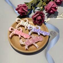 Bow-Knot Custom Name Acrylic Hair Clip Personalized Hair Accessory, Wedding Hair Accessories