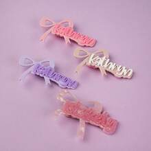Bow-Knot Custom Name Acrylic Hair Clip Personalized Hair Accessory, Wedding Hair Accessories
