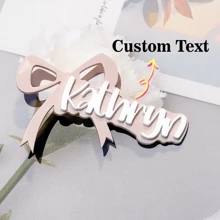 Bow-Knot Custom Name Acrylic Hair Clip Personalized Hair Accessory, Wedding Hair Accessories