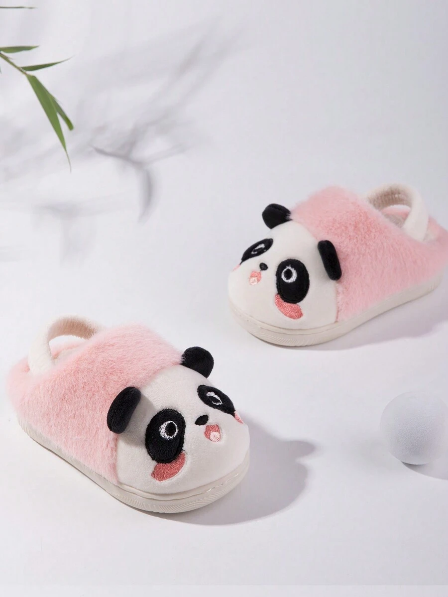 Melittdeer 1 par de pantuflas antideslizantes y cálidas con diseño de panda, adecuadas para otoño/invierno, para niños - Rosa - Ver 1