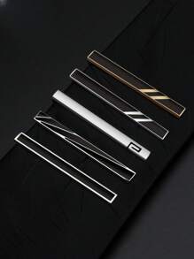 5pcs Men Fashion Personalized Versatile Tie Clips, Silver Business Casual Tie Pin Suitable For Formal Suit Wear Men Necktie