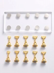 1pc Magnetic Nail Art Practice Display Stand Transparent Gold And Silver Aurora Nail Stand Acrylic Transparent Base Nail Art Display Stand Practice Tools Suitable For Beginners DIY False Nails Nail Art Salon Nail Supplies